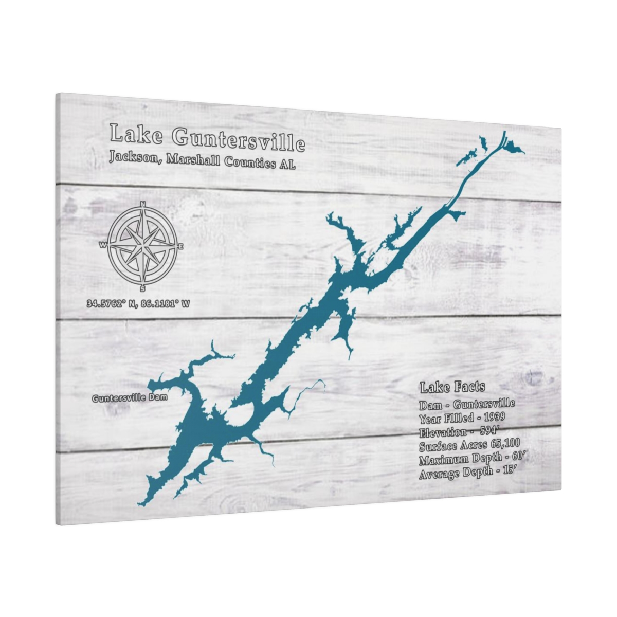 Lake Guntersville Lake Map - Wood