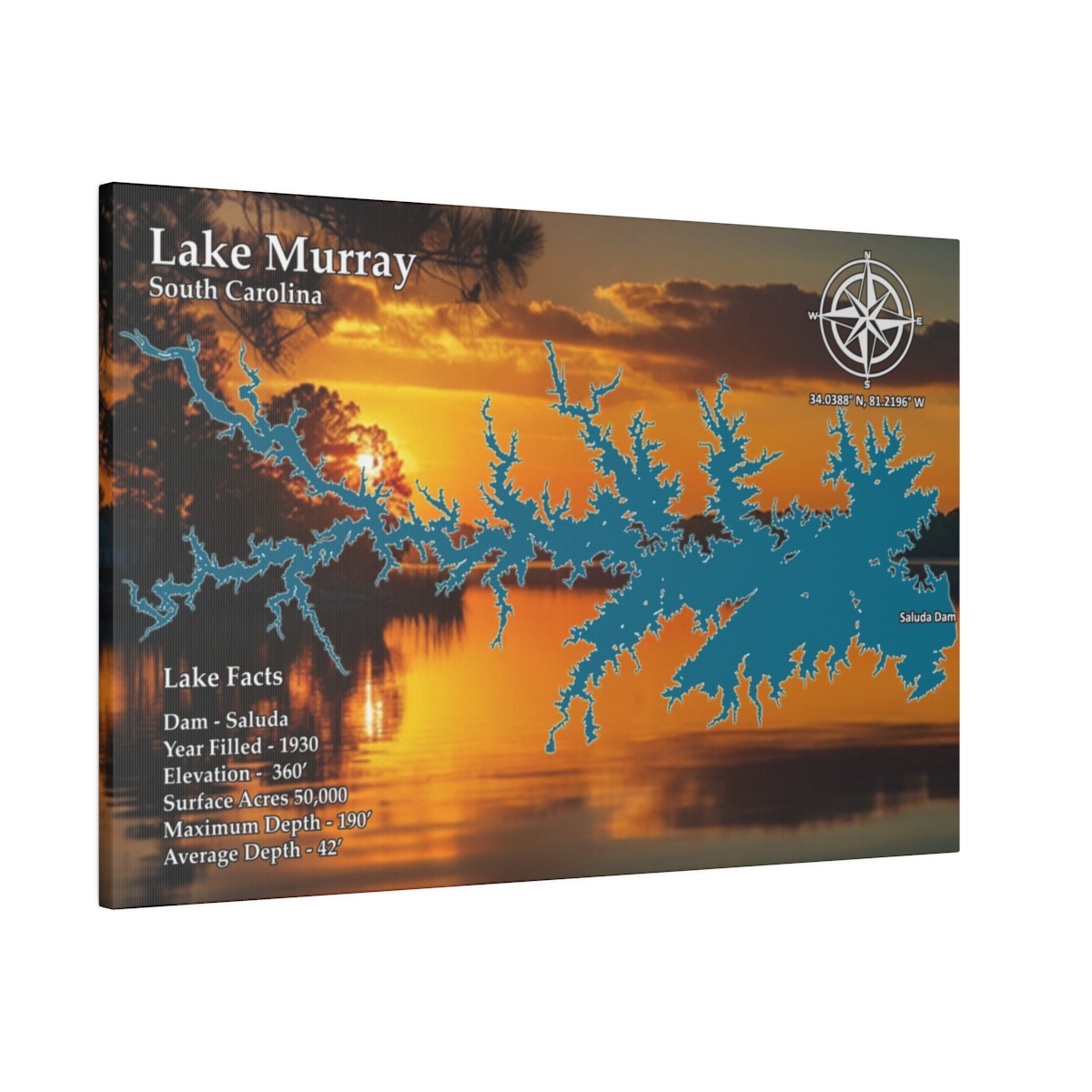 Wall Canvas Lake Map